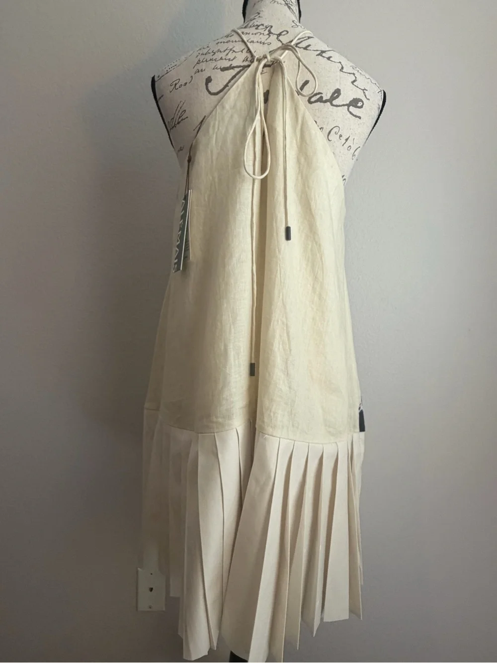 ALÉMAIS Rider Pleat Hem Mini Dress | Linen | Sz US 8 | Equestrian Coastal | NWT - Picture 6 of 11